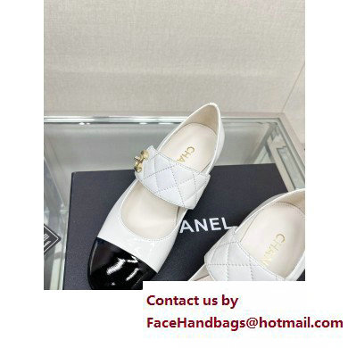 Chanel Patent Goatskin White & Black G39732 Mary Janes 2023